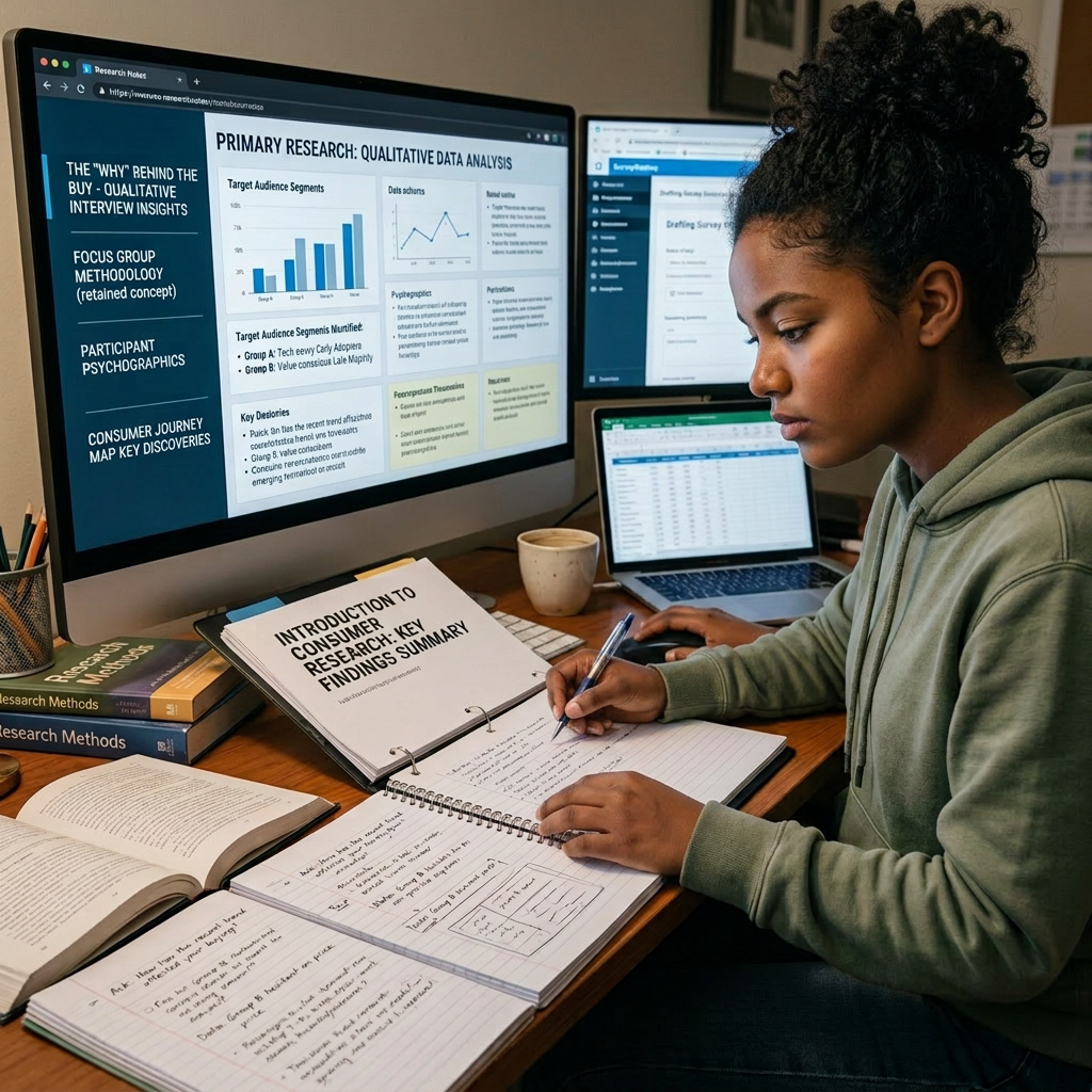 People discussing marketing research and data analytics in a classroom